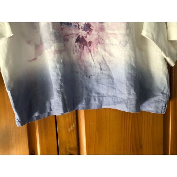 J. Jill Pure Jill Linen Watercolor Flower Floral Flowy Tunic-Top - Picture 5 of 12